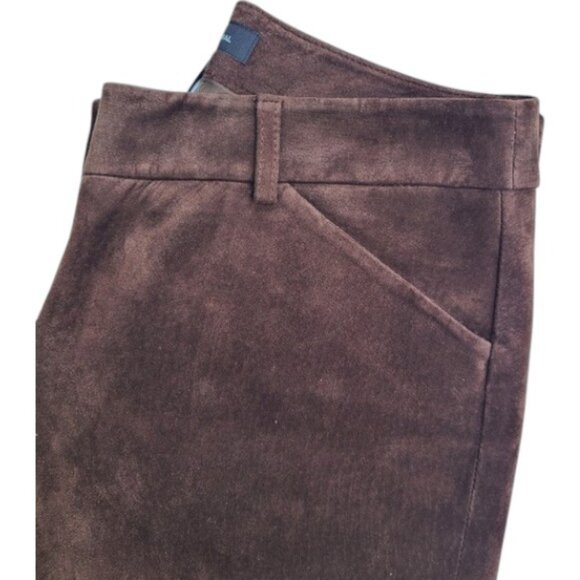Moda International chocolate brown suede leather flares bell-bottom pants size 4 - Picture 4 of 4
